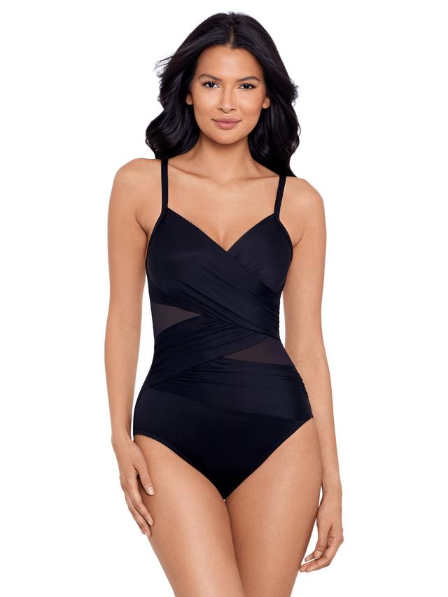 Miraclesuit Solid Mystique Shaping One Piece Swimsuit - Size 18 - Black