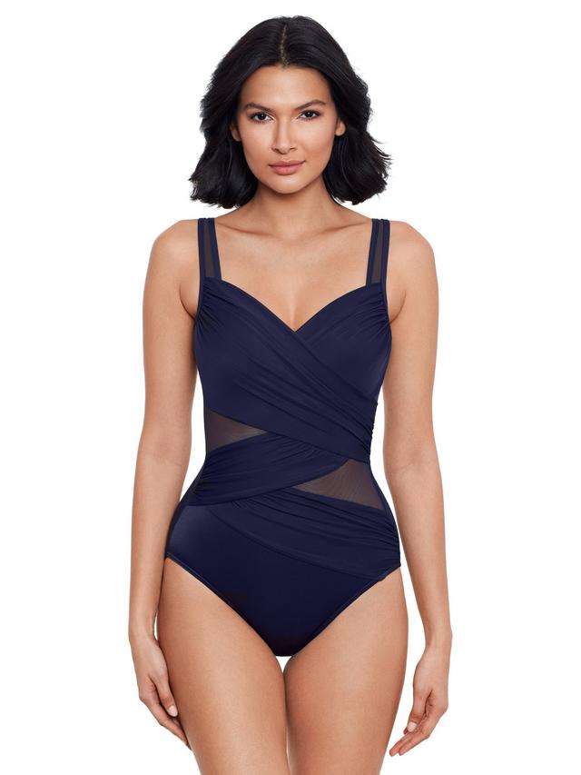 Miraclesuit Madero Network Adjustable Wired Swimsuit Midnight Blue - Size 12