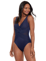 Miraclesuit Illusionists Crossover with Mesh Swimsuit - Midnight - UK 10