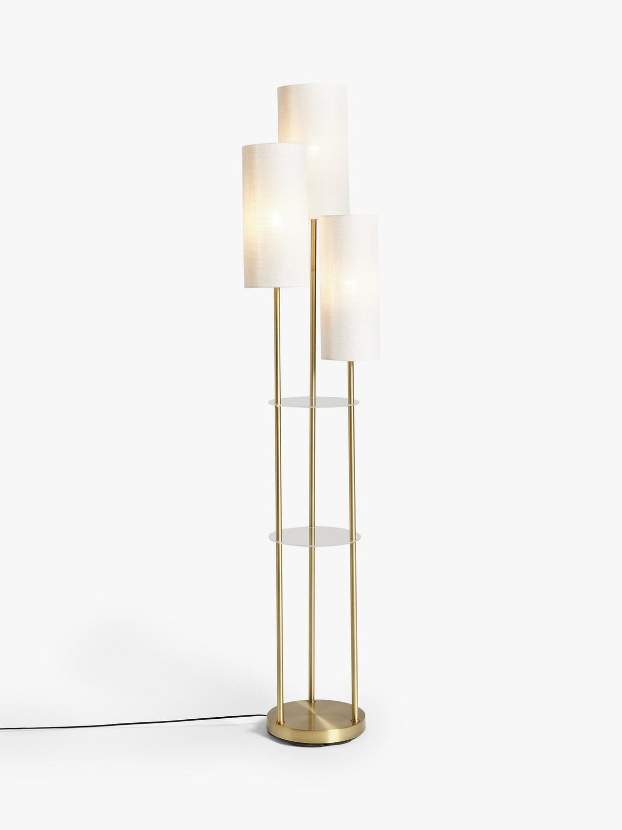 John Lewis Cluster Trio Shelf Floor Lamp 3 Light Shelves E27 173cm - Brass