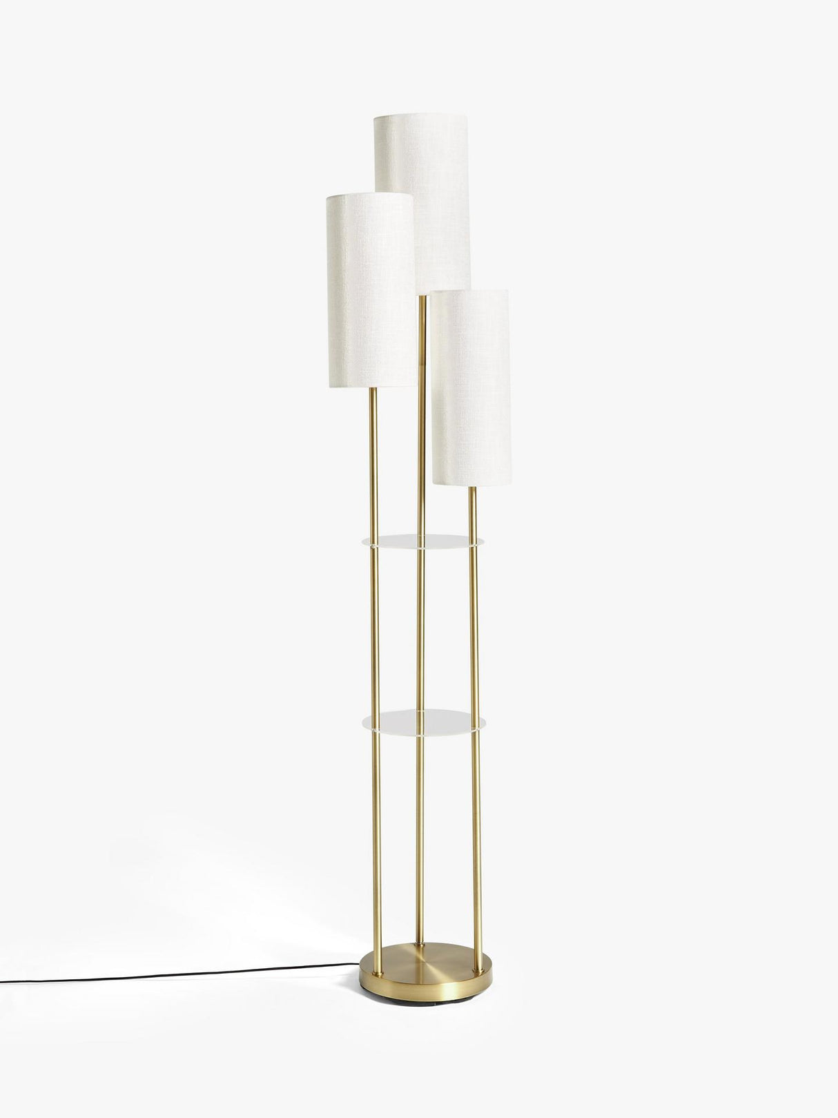 John Lewis Cluster Trio Shelf Floor Lamp 3 Light Shelves E27 173cm - Brass