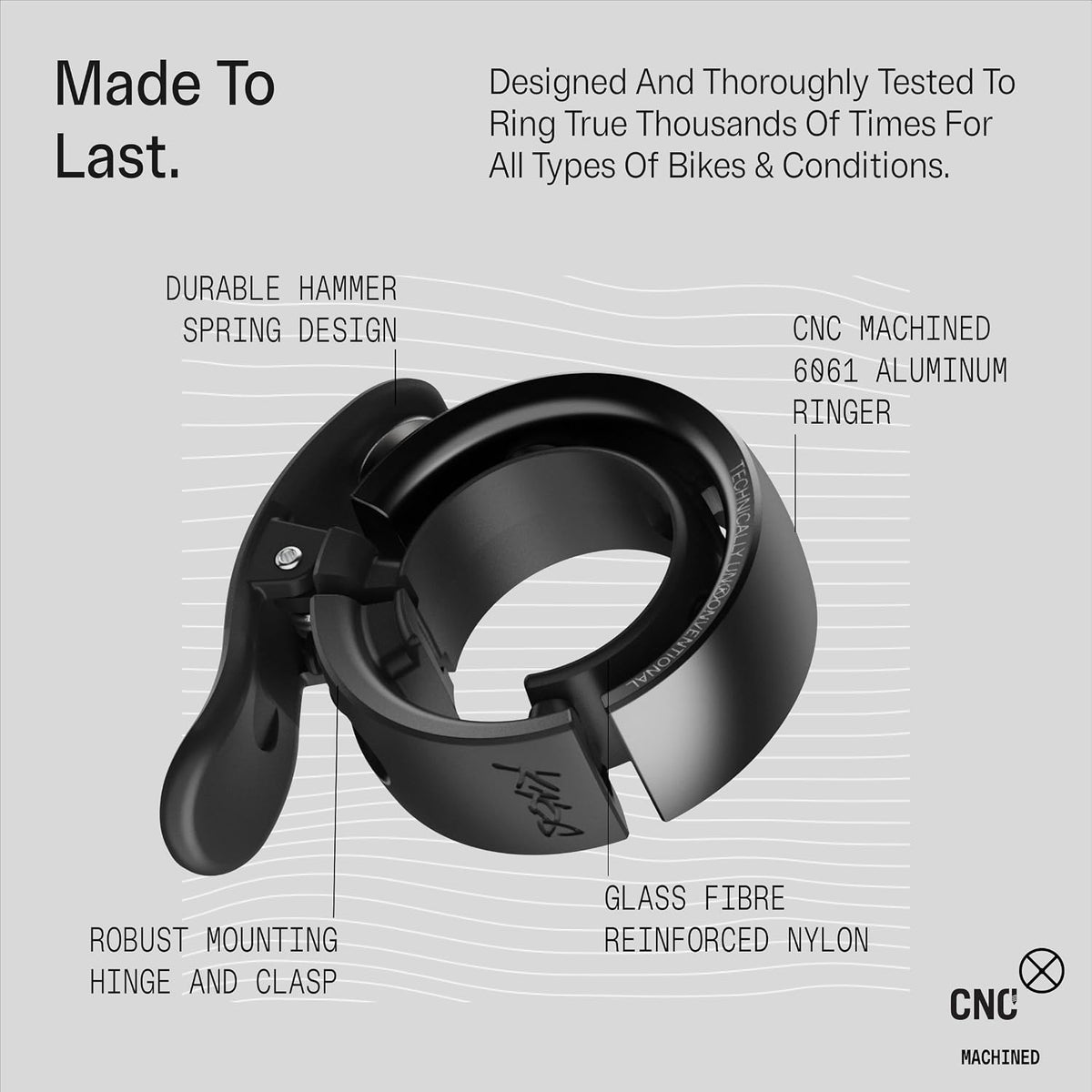 Knog Oi Prima WAVETEK Low Profile Large Bicycle Bell 23.8-31.8mm Anthracite