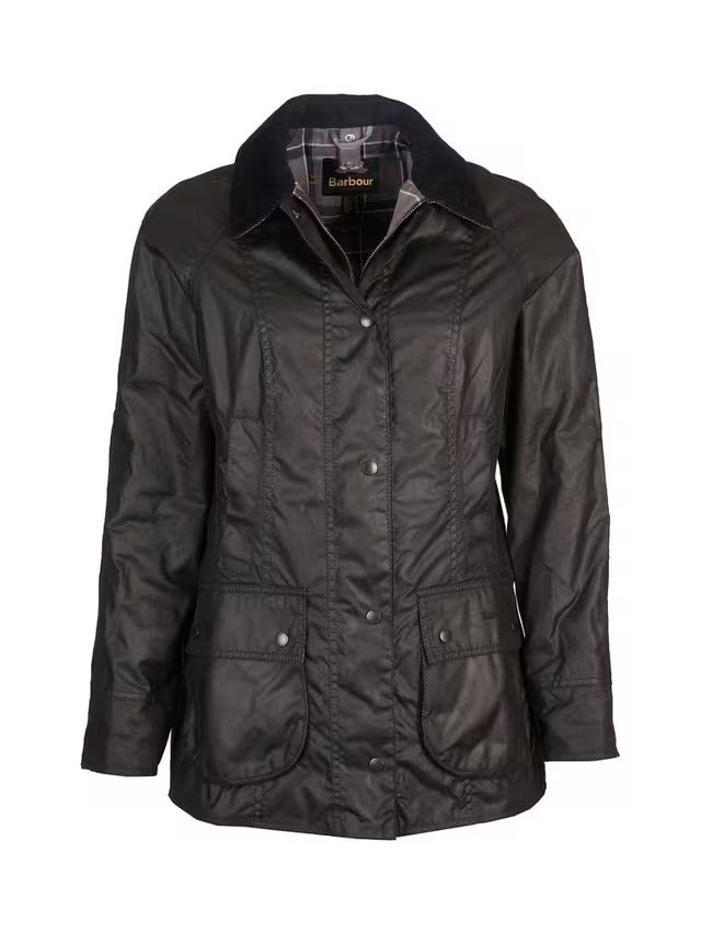 Barbour Women's Beadnell Classic Country Style Waxed Jacket - Black - UK 6