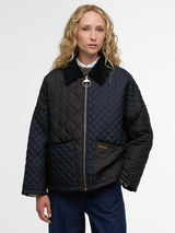 Barbour Danby Quilted Jacket Straight Cut Long Sleeve - Navy/Black - Size  8