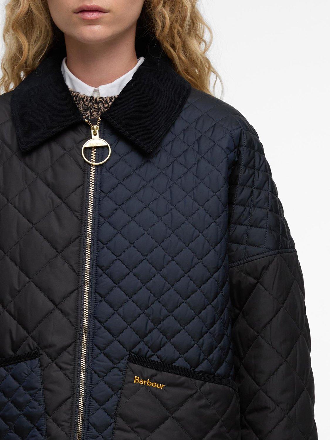Barbour Danby Quilted Jacket Straight Cut Long Sleeve - Navy/Black - Size  8