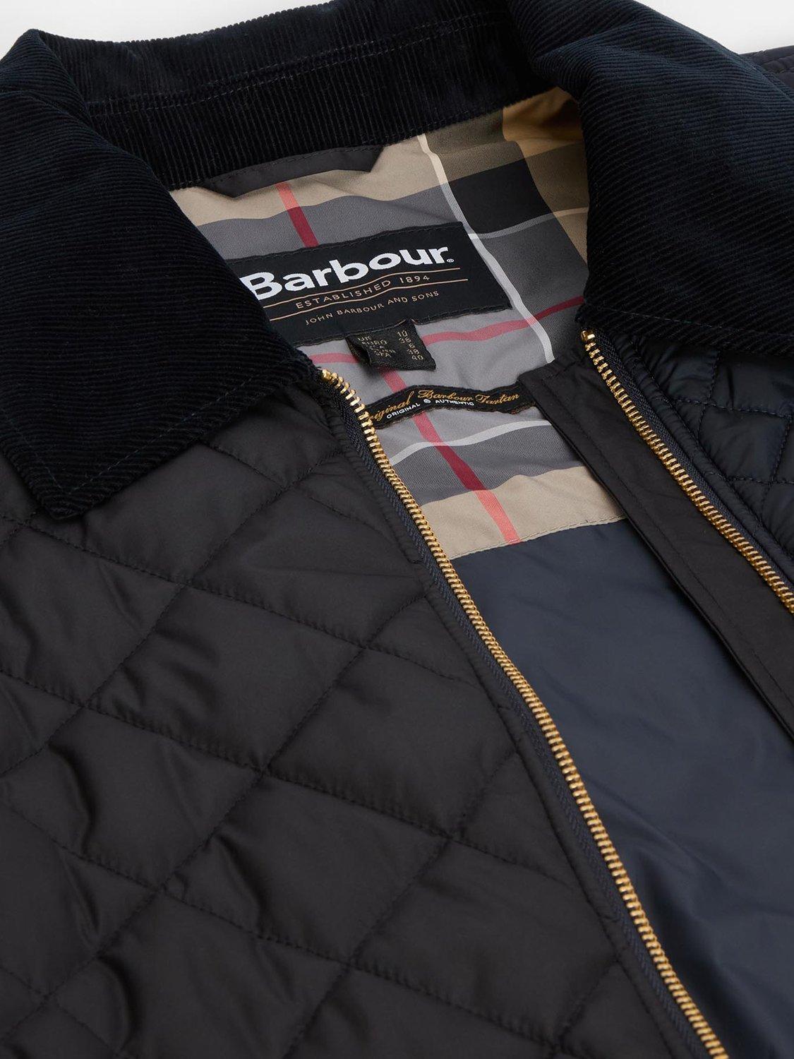 Barbour Danby Quilted Jacket Straight Cut Long Sleeve - Navy/Black - Size  8