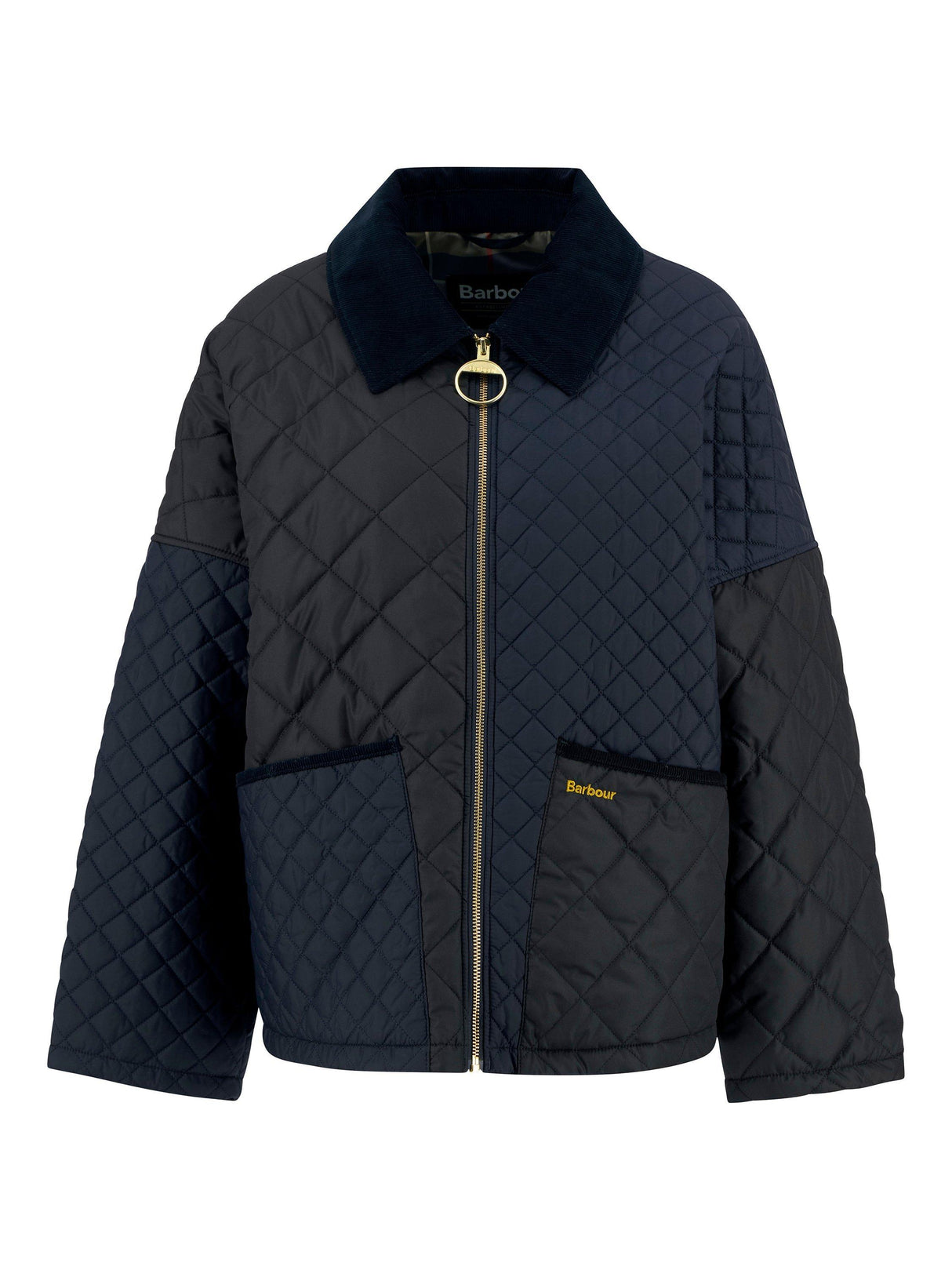 Barbour Danby Quilted Jacket Straight Cut Long Sleeve - Navy/Black - Size  8