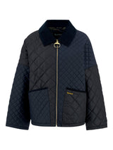Barbour Danby Quilted Jacket Straight Cut Long Sleeve - Navy/Black - Size  8