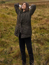 Barbour Women's Beadnell Classic Country Style Waxed Jacket - Sage - UK 14