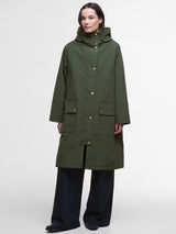 Barbour Womens Catalina Showerproof Hooded Knee Length Jacket - Olive - UK 8