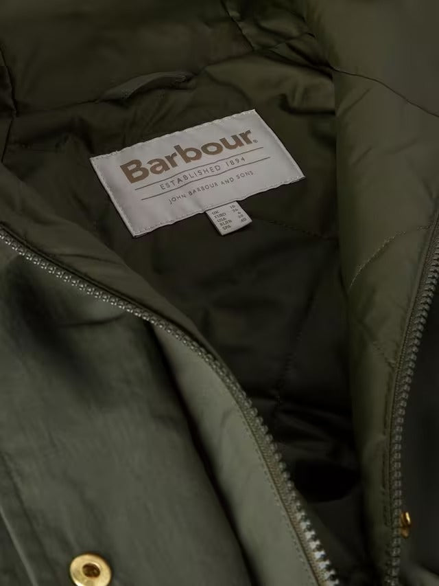 Barbour Womens Catalina Showerproof Hooded Knee Length Jacket - Olive - UK 8