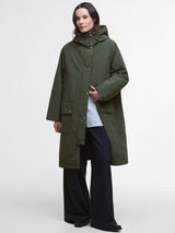 Barbour Womens Catalina Showerproof Hooded Knee Length Jacket - Olive - UK 8