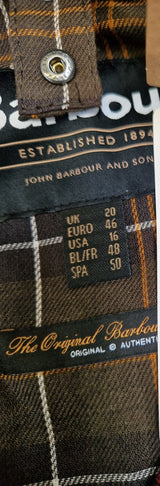 Barbour Classic Beadnell Sylkoil Waxed Cotton Jacket - UK Size 20 - Olive