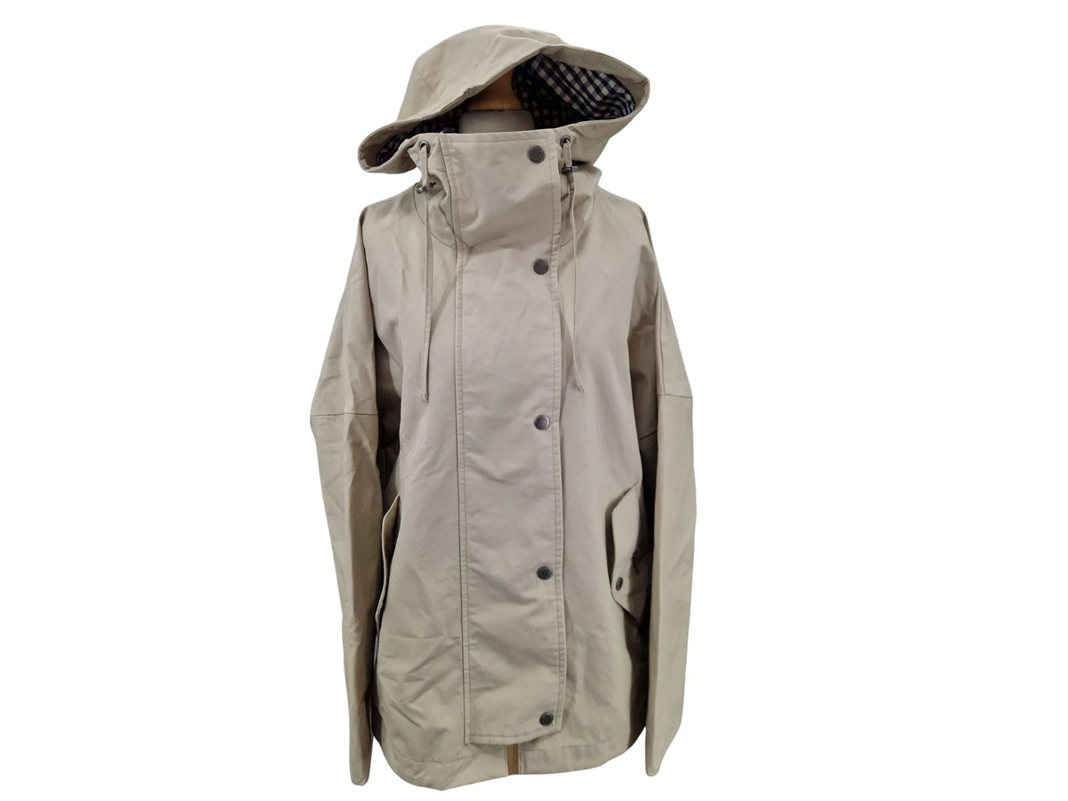 Barbour Kingswood Showerproof Hooded Country Jacket - Size 10 - Sand/Navy