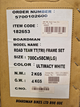 Boardman Road Team Tri 700c Triathlon Bike Frame - Ultimacy White - 58cm/ L