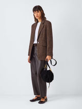 AND/OR Women's Single Button Regular Fit Herringbone Blazer - Brown Size 16