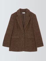 AND/OR Women's Single Button Regular Fit Herringbone Blazer - Brown Size 16