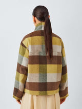 AND/OR Women's Check Side Pocket Wool Blend Coat - Yellow/Brown - UK 16