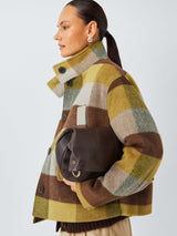 AND/OR Women's Check Side Pocket Wool Blend Coat - Yellow/Brown - UK 16