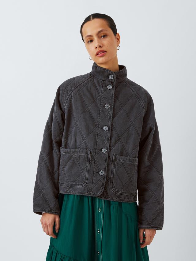 AND/OR Harley Women's Casual Quilted Regular Denim Jacket - Black UK 10
