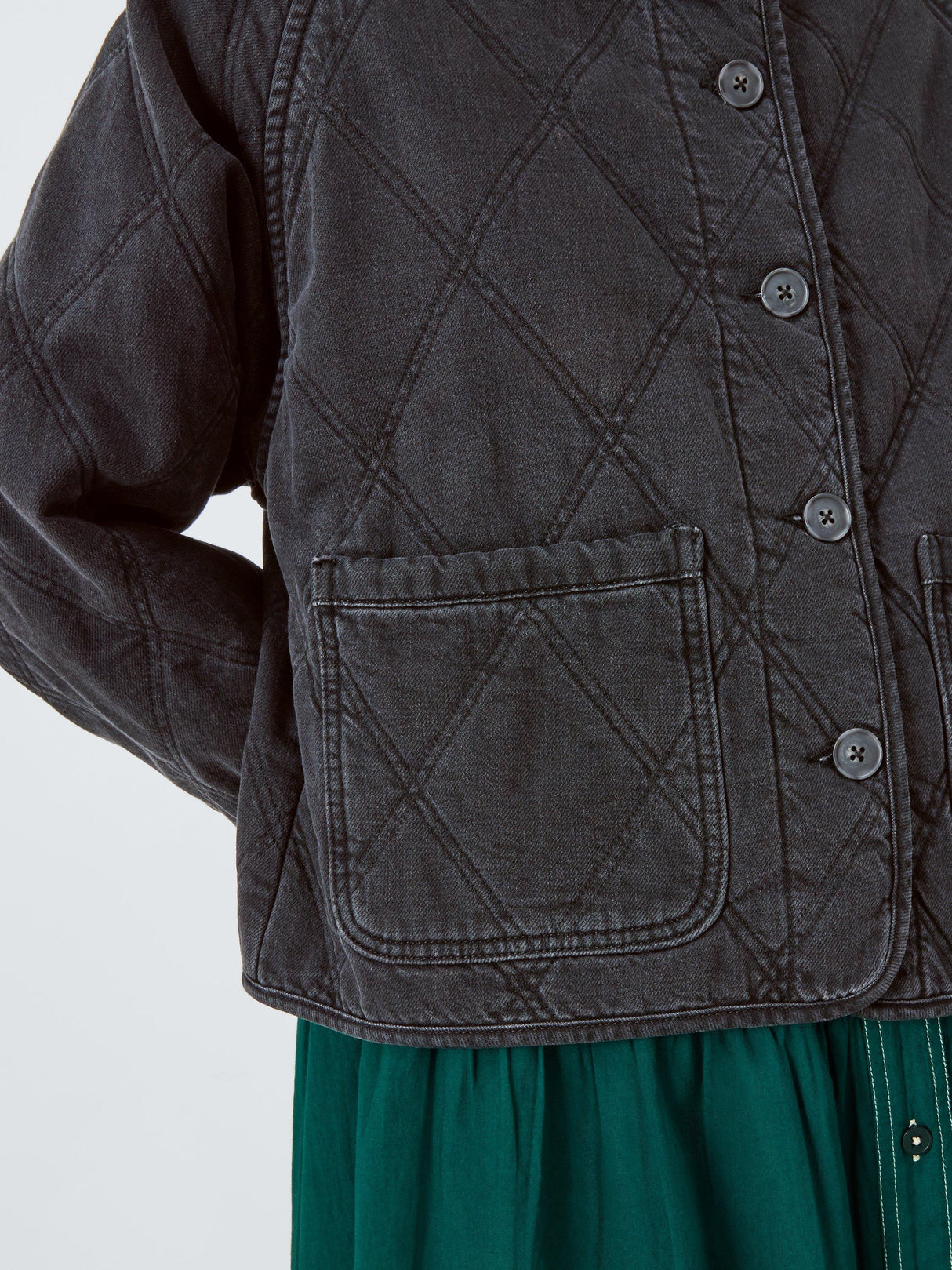 AND/OR Harley Women's Casual Quilted Regular Denim Jacket - Black UK 10