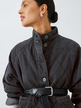 AND/OR Harley Women's Casual Quilted Regular Denim Jacket - Black UK 10