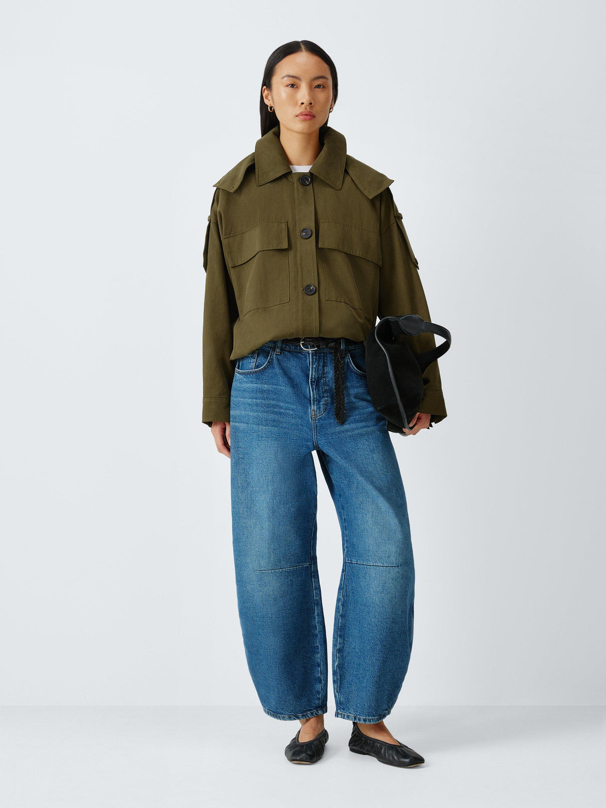 AND/OR Boxy Casual Women's Short Regular Collared Jacket - Khaki - Size14