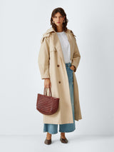 AND/OR Hooded Women's Relaxed Fit Trench Long Sleeve Coat - Natural - Size 6