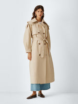 AND/OR Women's Hooded Relaxed Fit Longline Trench Coat - Natural - UK 8