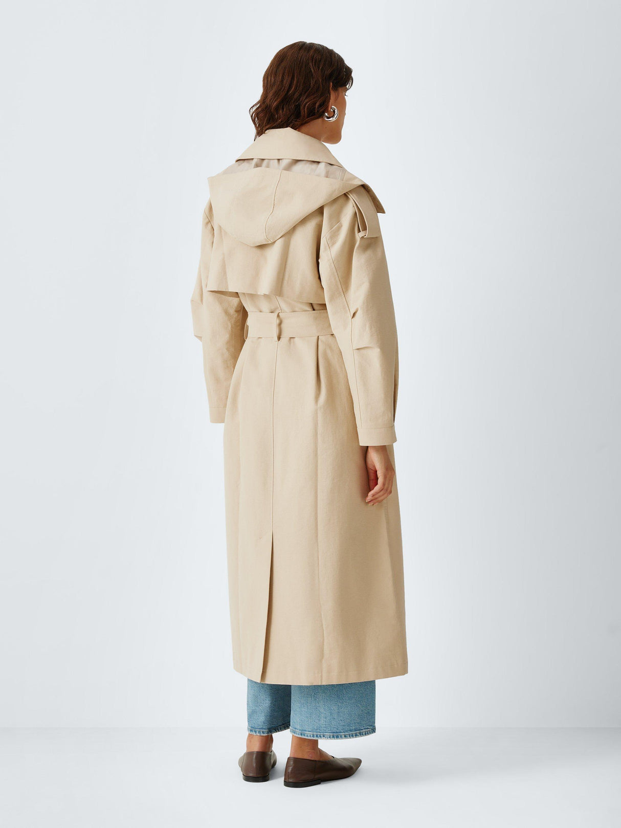 AND/OR Women's Hooded Relaxed Fit Longline Trench Coat - Natural - UK 8