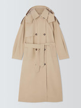 AND/OR Women's Hooded Relaxed Fit Longline Trench Coat - Natural - UK 8