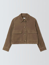 AND/OR Womens Sofia Pure Suede Boxy Short Long Sleeve Jacket - Olive - UK 16