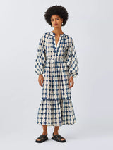 AND/OR Kimmy Geometric Print Long Sleeve V-Neck Dress UK 8 - Multi