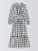 AND/OR Kimmy Geometric Print Long Sleeve V-Neck Dress UK 8 - Multi