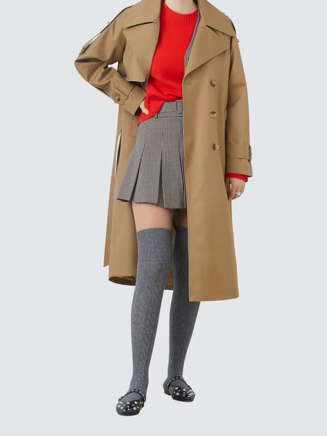 SUNCOO Women's Enzo Double Breasted Classic Long Trench Coat - Brown UK 10