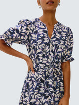 Rails Eliana Leaves Women's Elbow Length V-Neck Midi Dress - Navy - Medium