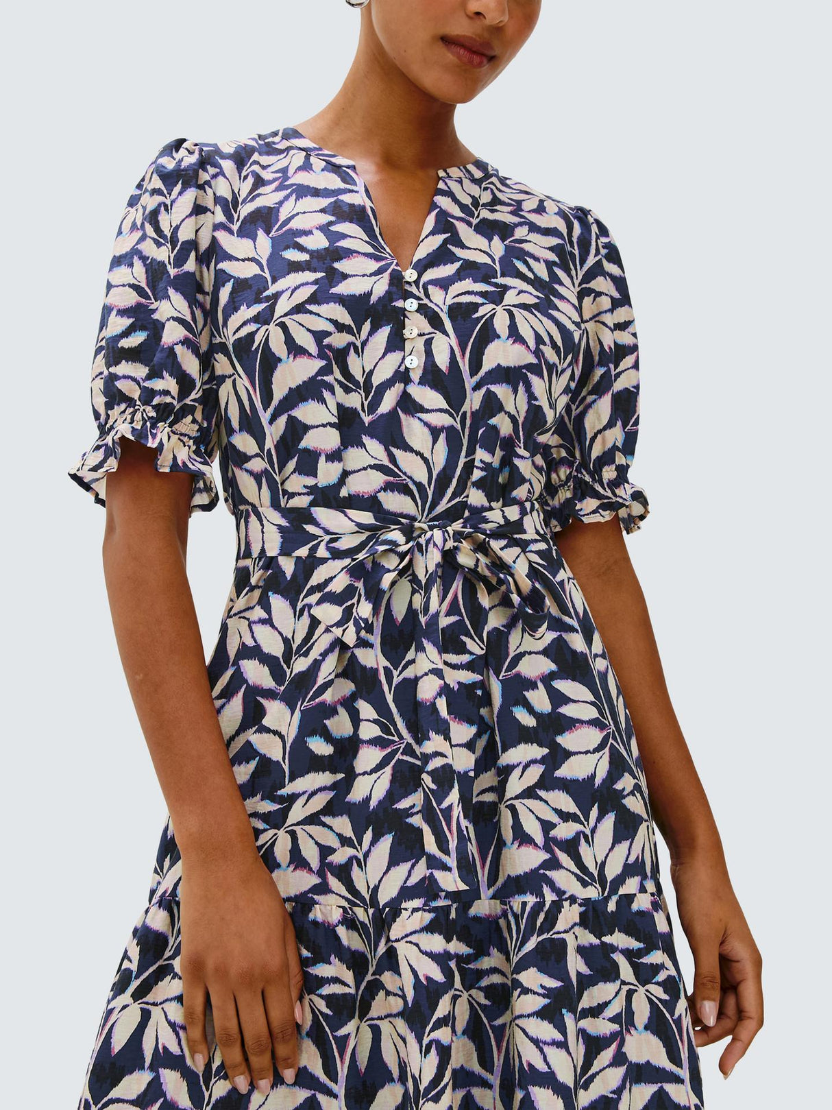 Rails Eliana Leaves Women's Elbow Length V-Neck Midi Dress - Navy - Medium
