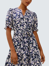 Rails Eliana Leaves Women's Elbow Length V-Neck Midi Dress - Navy - Medium