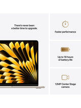 Apple MW0Y3B/A MacBook Air 2025 M4 16GB RAM 256GB 13.6'' Laptop - Starlight