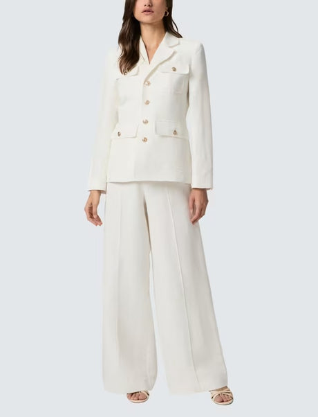 PAIGE Women's Reign Linen Blend Single Breasted White Blazer Jacket - UK 12