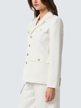 PAIGE Women's Reign Linen Blend Single Breasted White Blazer Jacket - UK 12