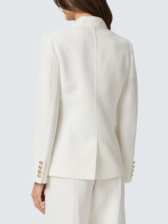 PAIGE Women's Reign Linen Blend Single Breasted White Blazer Jacket - UK 12