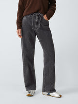 rag & bone Women's Phoebe Drawstring Mid Rise Wide Leg Jeans - Black - M