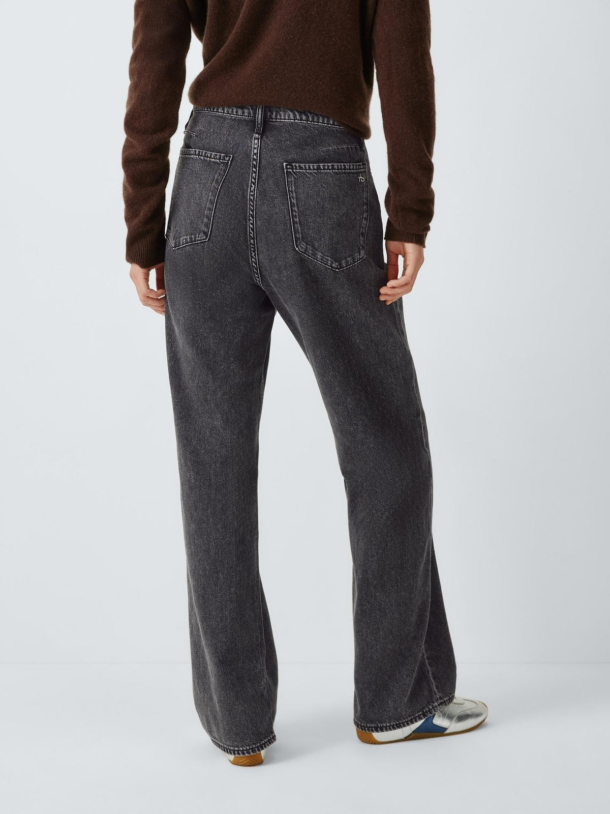 rag & bone Women's Phoebe Drawstring Mid Rise Wide Leg Jeans - Black - M