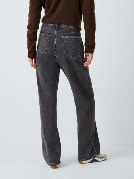 rag & bone Women's Phoebe Drawstring Mid Rise Wide Leg Jeans - Black - M