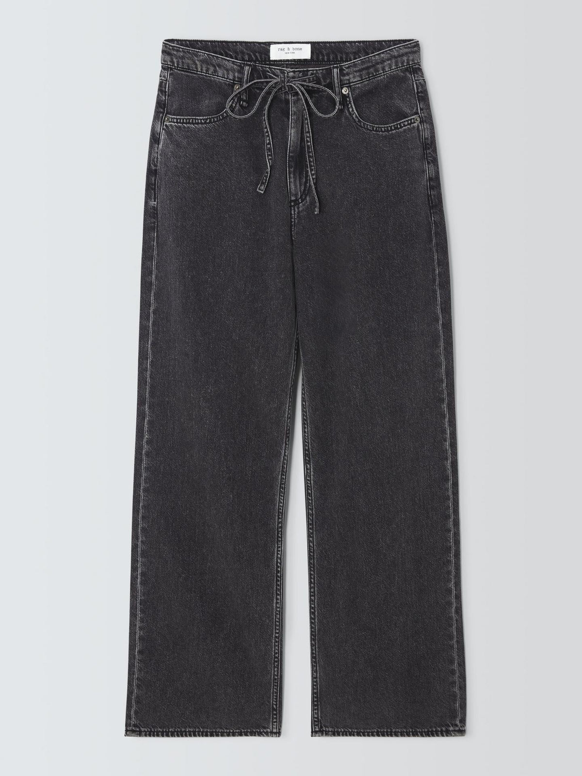rag & bone Women's Phoebe Drawstring Mid Rise Wide Leg Jeans - Black - M