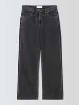 rag & bone Women's Phoebe Drawstring Mid Rise Wide Leg Jeans - Black - M