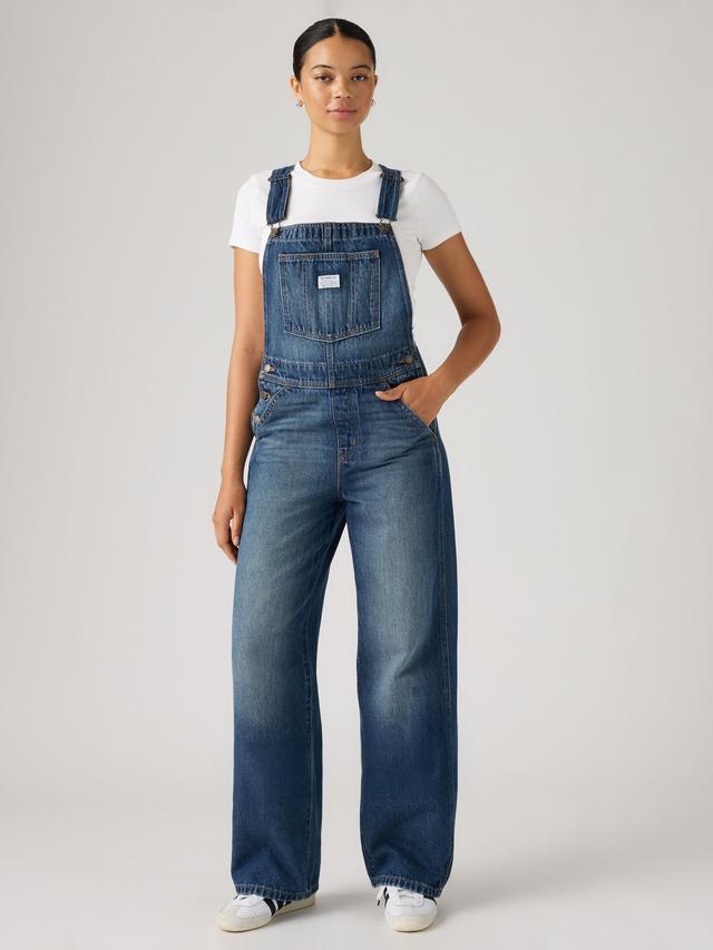 Levi's Baggy Fit Straight Leg Denim Dungaree Overalls Jumpsuit Size M - Blue