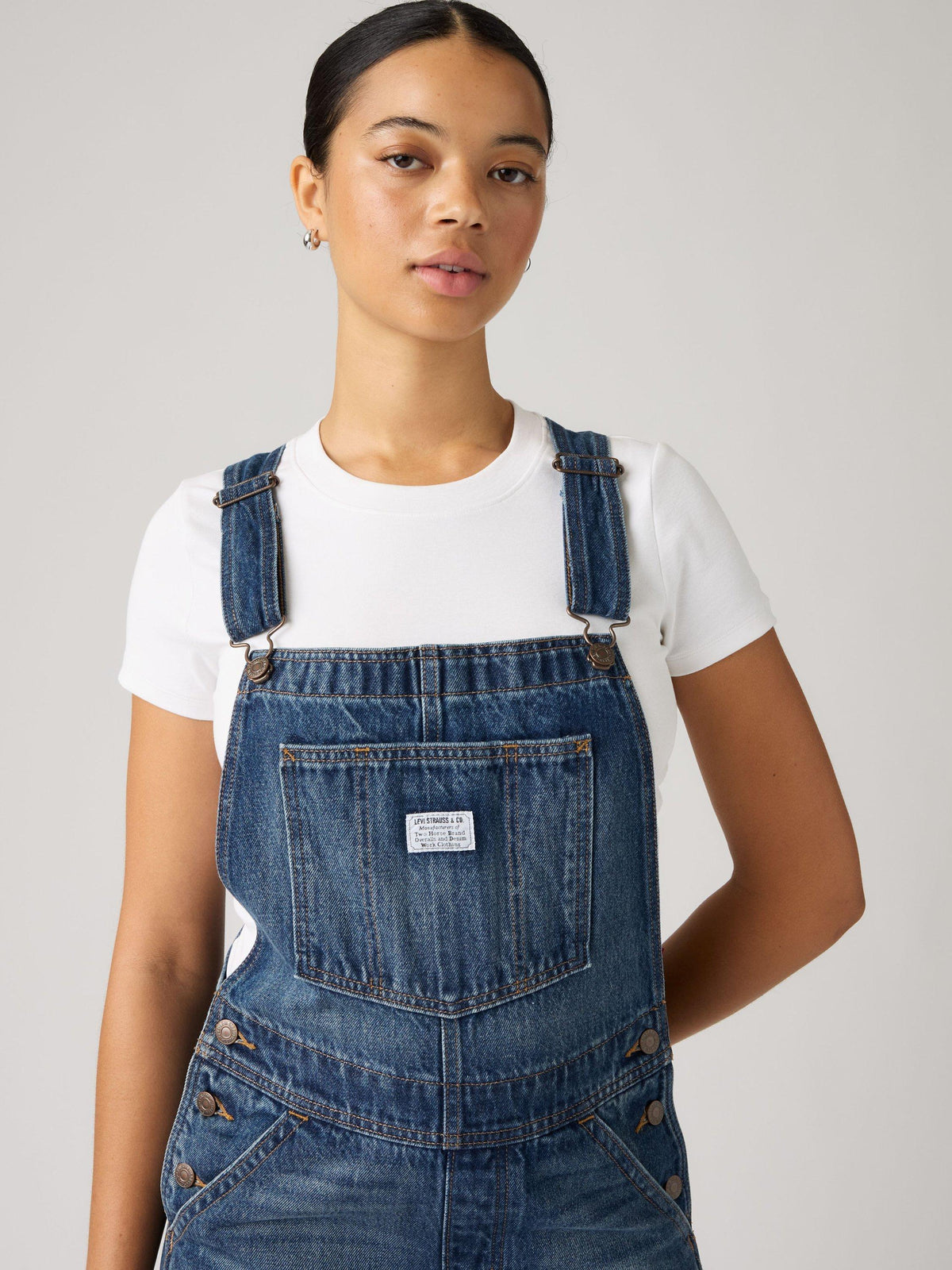 Levi's Baggy Fit Straight Leg Denim Dungaree Overalls Jumpsuit Size M - Blue