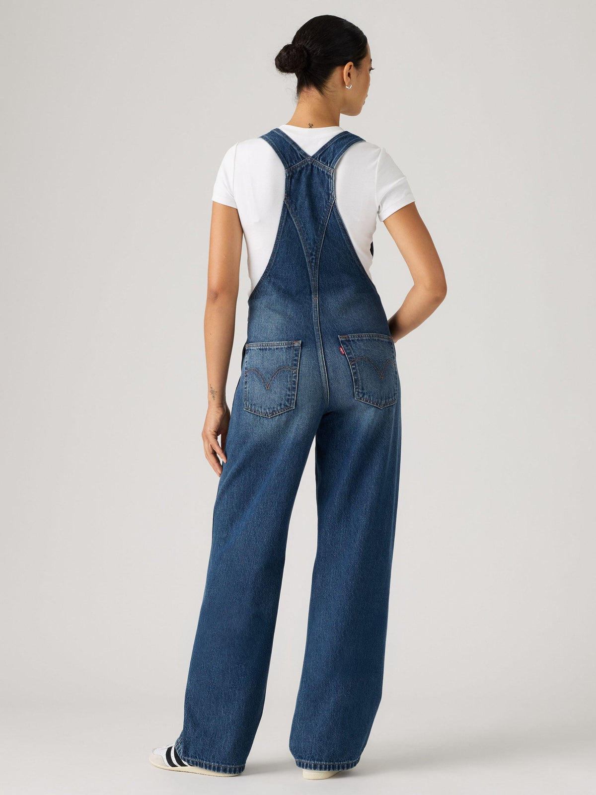 Levi's Baggy Fit Straight Leg Denim Dungaree Overalls Jumpsuit Size M - Blue